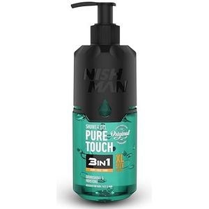 NISHMAN Shower Gel – Pure Touch 480ml – 3-in-1 Formule for Lichaam, Haar & Gezicht – Zachte Dagelijkse Reiniging for Mannen with Verkwikkende Geur – Hydraterende Wash for Alle Huidtypes