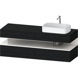 Duravit Qatego console badmeubel, 2 uitschuifelementen, 2 laden, uitsparing rechts, 1600x550x600mm, nis wit hoogglans, QA4778022, Kleur: Zwart eiken/met nisverlichting