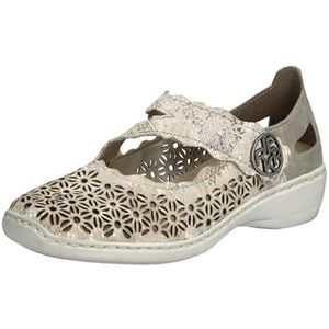 Rieker 413G4 Mary Jane-stijl schoenen in lasergesneden metallic combinatie, Metaal, 40.5 EU