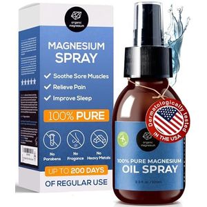Organic Magnesium Ultrapure magnesiumoliespray, 100 ml, 100% natuurlijk, zuivere zechsteen-olie, perfect voor ontspanning van sport en spieren, vloeibaar magnesiumchloride oliesconcentraat