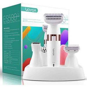 VOYOR ES500 5-in-1 Elektrisch scheerapparaat voor dames, voor bikini, gezicht en lichaam, scheerapparaat voor dames, oplaadbaar, draadloos, waterdicht, ES500