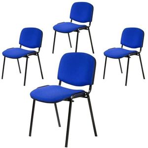 Topsit Kantoor & More Set van 4 wachtkamerstoelen, stapelbare bezoekersstoel met zacht gevoerde zitting, metalen frame, bureaustoel, vergaderstoel voor thuiskantoor, receptie, pauzeruimte