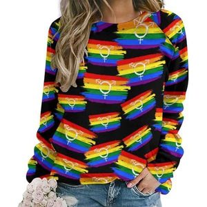 Aquarel Regenboog Spectrum Vlag Nieuwigheid Sweatshirt Voor Vrouwen Crewneck Top Lange Mouw Trui Casual Grappig