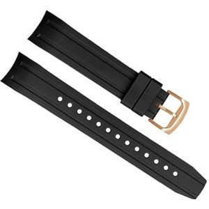 INSTR Gebogen Interfaces Rubber Horlogeband Voor Citizen BN0190-15E/0191/0193 CA0718-13E CA4386/4385 Mannen Horloge Vervanging Armband accessoires (Color : Black rose gold, Size : 22mm)