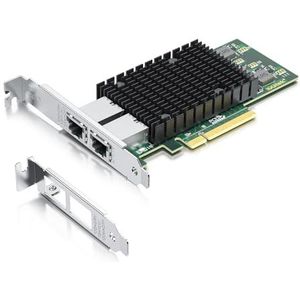 H!Fiber.com 10G NIC, dubbele RJ45-poorten, ethernet-netwerkkaart, 10 GbE CNA, SPEC equal naar X540-T2, met Intel X540-controller, ondersteuning Windows Server/Linux/VMware (niet ondersteuning MAC)