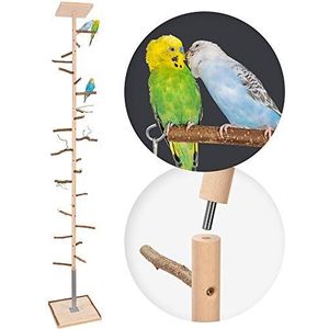Kamerhoge vogelklimboom 196-198 cm HiFly Basic met natuurlijk houten zitstokken, vogelspeelgoed, vogelschommel, vrije stoel, vrijvlieg, landingsplaats voor parkieten, valkparkieten en dergelijke