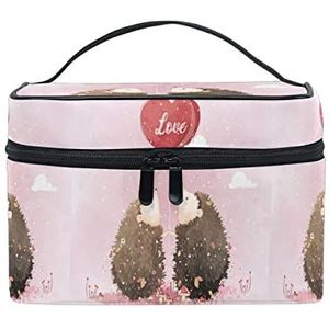 Leuke liefde baby dier egel make-up tas voor vrouwen cosmetische tassen toilettas trein koffer
