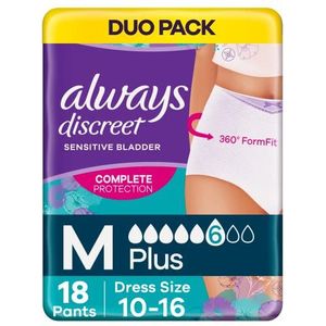 Always Discrete incontinentiebroek voor dames, 18 broek met hoog absorptievermogen
