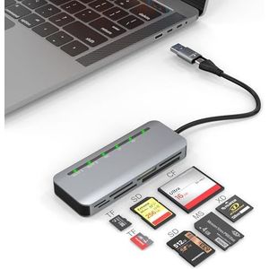Kaartlezer Multi-Cartes USB C USB 3.0, SD 7 en 2 voor SD SDXC SDHC/TF/CF/XD/MS met Adapter 5 Gbit/s Memory Stick Pro Duo Compact Flash