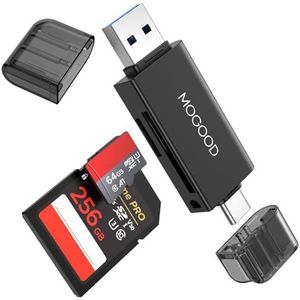 MOGOOD SD/Micro SD kaartlezer, Dual Connector USB/USB C kaartlezer, USB 3.0 en USB C naar SD/Micro SD geheugenkaart adapter voor Max, MacBook, iMac, Laptop, iPad, ondersteuning SDXC, SDHC, MMC