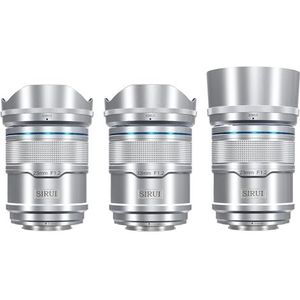 SIRUI Sniper F1.2 Autofocus lens Set, 23mm, 33mm, 56mm, Groothoek APS-C Camera Lens (AS-3S-XS, X Mount, zilverachtig)