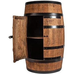 CREATIVE COOPER Wijnvat statafel met deur - alcoholkast flessenrek hout planken - houten vat - vatmeubel - wijnrek - wijnbar - vat bar met deur - minibar 80cm hoog (wengé)
