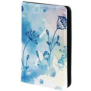 Paspoorthouder, paspoorthoes, paspoortportemonnee, reizen Essentials hand getrokken blauwe vlinder bloemen, Meerkleurig, 11.5x16.5cm/4.5x6.5 in