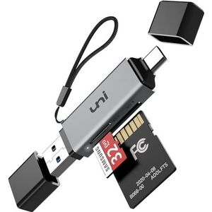 uni - 2-in-1 - Kaartlezer - Aluminium - USB 3.0 en USB C, Compatibel met SD/Micro SD/TF/SDHC/SDXC