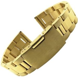 LQXHZ Roestvrij Stalen Metalen Horlogeband Armband 16mm 18mm 20mm 22mm 24mm 26mm 28mm 30mm Horloge Band Polsband Zwart Zilver Goud Riem (Color : Gold, Size : 22mm)