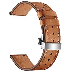 LUGEMA 20mm 22mm lederen band Compatibel met Samsung Galaxy Horloge 4 3 Classic Band 42mm 46mm Actief 2 40mm 44mm armband Compatibel met Huawei GT 2(Silver brown,For GT2 46mm)