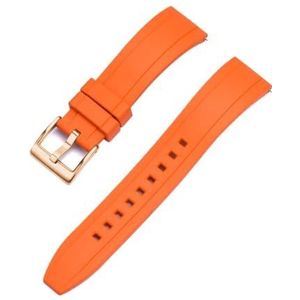 LQXHZ FKM Rubber Horlogeband 20mm 22mm 24mm Armband Quick Release Polsband For Mannen Vrouwen Duiken Horloges Accessoires(Orange rose gold,24mm)