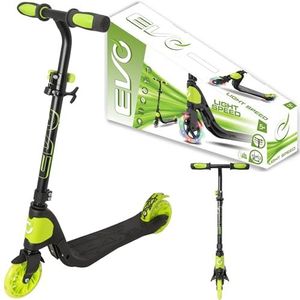 Evo Opvouwbare verstelbare kinderstep Light Speed zwart en limoen lichtgevende wielen