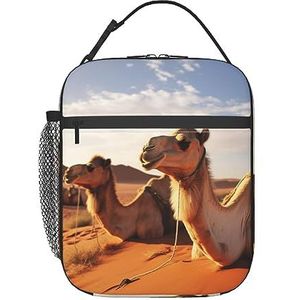 YUNWEIKEJI Camels Rest Desert Print Lunch Bag, Duurzame Geïsoleerde Lunch Box Herbruikbare Volwassenen Tote Bag Herbruikbare Koeltas