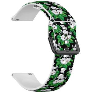 Compatibel met Garmin Forerunner 245 / 245 Music / 645 / 645 Music / 55 (elegante calla bloemen) 20 mm zachte siliconen sportband armband armband
