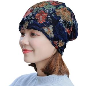 Katoen Chemo Slaap Cap Ademend Herbruikbare Mode Beanie Gedrukt Meisje Neck Gaiter voor Vrouw, Meerkleurig, 3