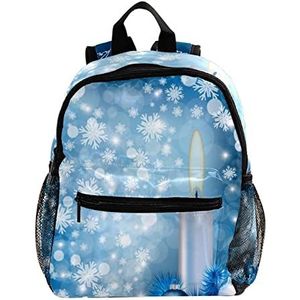 Blauwe Kerst Sneeuwvlokken Kaars Bal Leuke Mode Mini Rugzak Pack Bag, Meerkleurig, 25.4x10x30 CM/10x4x12 in, Rugzak Rugzakken