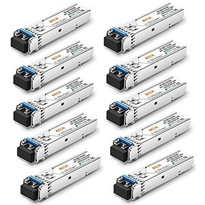 6COMGIGA 1.25G SFP-transceiver 1000BASE-LX-module, 1310nm SMF, tot 10 km, compatibel met Cisco GLC-LH-SMD, Ubiquiti, Netgear, D-Link, Supermicro, Mikrotik [10 stuks]