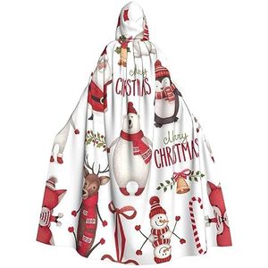 Bxzpzplj Kerstmanmantel met capuchon voor mannen en vrouwen, volledige lengte Halloween maskerade cape kostuum, 185 cm