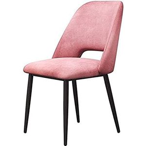 GEIRONV 1 stks moderne fluwelen eetkamerstoelen, zacht kussen tafelstoel metalen poten make-up stoel nordic vrije tijd rugleuning koffiestoel Eetstoelen (Color : Pink, Size : 43x46x81cm)
