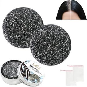 Anti-Gray Hair, Bar Donkere Shampoo, Natuurlijk Grijs Haar Verwijderen Zoutolie, Houtskool Hydratierende Shampoo Bar, 2 Stuks
