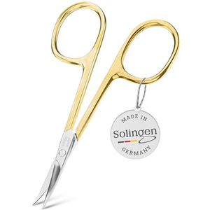 TITANIA Solingen Huidschaar met dunne punt (verguld, 9,5 cm) • Nagelriemschaar Solingen • Professionele huidschaar van koolstofstaal • Made in Germany
