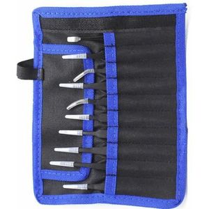 Anti-roest roestvrijstalen pincet, set van 10/11 voor modelbouw en reparatie, knutselprojecten met canvas opbergtas