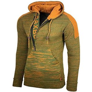 Baxboy Heren gebreide trui met capuchon grof gebreid vest jas 13290-1, groen, S