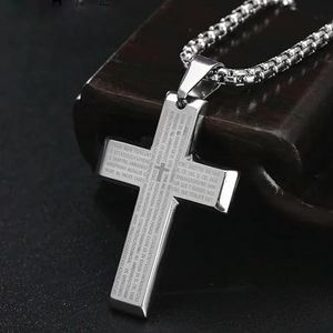 Kerk doopsel hout kruis hanger kettingen voor mannen Bijbel roestvrij staal christelijke religieuze sieraden 24Inch ketting