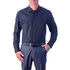 1st American Formele zakelijke overhemd voor heren - klassieke kraag lange mouwen katoen gemakkelijk strijken, Zwart, XL