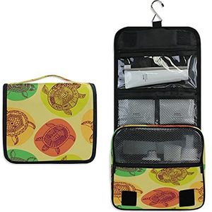 Kleurrijke schildpad opknoping opvouwbare toilettas cosmetische make-up tas reizen kit organizer opslag waszakken tas voor vrouwen meisjes badkamer