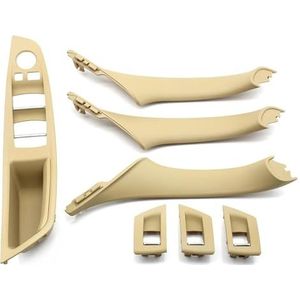 auto interieur rechtsvoor deurgreep Voor BMW 5 Serie F10 F18 523 525 528 9 Kleuren Linksgestuurd LHD Beige Zwart Koolstofvezel Auto Interieur Deurgreep Trekker 7-delige Set(Model a Beige)