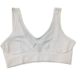 Vrouwen Mode Effen Kleur Volledige Cup Grote Maat Naadloze Ademend BH Dieptepunt Fitness Shirt Zonder Stalen Ring Sport Ondergoed, Wit, S