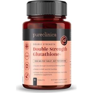 Glutathion 1000 mg x 60 Tabletten. Met 500 mg Glutathion, 300 mg ALA en 200 mg Vitamine C per tablet.