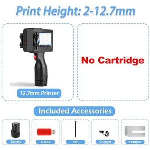 Warmtepersmachine 12,7/25,4 mm draagbare inkjetprinter for QR-barcode, batchdatum, nummer, vervaldatum, codeermachine, 25 talen(No Cartridge-12.7mm)