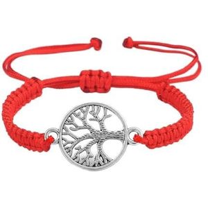 Handgemaakte gevlochten touw verstelbare armbanden geschikt for vrouwen mannen cadeau pols armband charme vriendschap gebed sieraden(Red Silver Color Big)