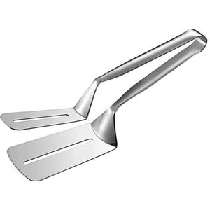 NatureMan Kooktang, 25,4 cm steakklemmen, roestvrij staal dubbelzijdige spatel, multifunctionele voedselflipping spatel tang clip voor rundvlees brood hamburger barbecue vlees pizza taarten brood vis