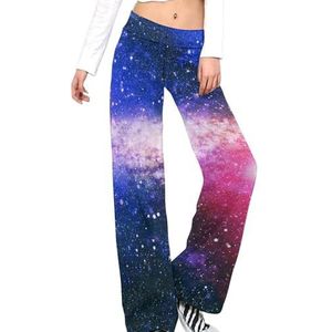 Bright Star Nebula Damesbroek, casual broek, elastische taille, loungebroek, lange yogabroek, rechte pijpen