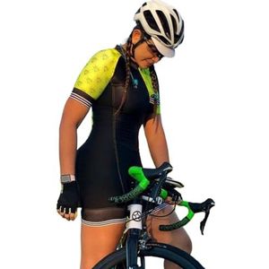 Triathlon dames trainingspak met korte mouwen Mountainbike fietspak Turnpakje Jumpsuit wielerpak(Color:Type20-10,Size:2X-L)