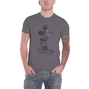 Mickey Mouse T Shirt Vintage Sketch Logo nieuw Officieel Disney Mannen Grijs