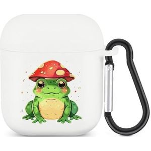 Leuke Kikker Met Paddestoel Hoed Leuke Case Voor AirPods 2&1 Schokbestendige Beschermende Hoofdtelefoon Gevallen Cover Met Sleutelhanger Voor Mannen Vrouwen