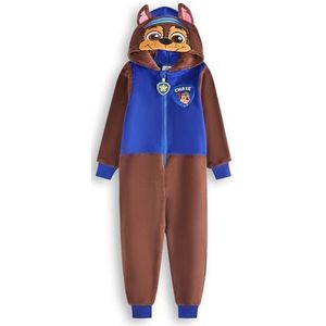 Paw Patrol - Chase - Onesie - Blauw en Bruin - Unisex Nachtkleding Jumpsuit met Geborduurde Capuchon