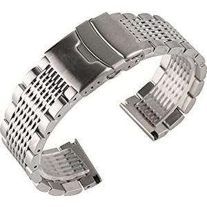 Vervanging horlogebandjes Horlogeband roestvrij staal 22 mm Zwart/Zilver Soild Horlogeband for Heren Horloges Metalen Bandjes Klok Vervanging Horlogeband Armband (Color : Black_22mm)