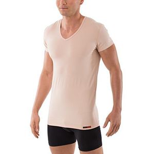 ALBERT KREUZ Heren onderhemd onzichtbaar met korte mouwens V-hals stretch katoen beige L