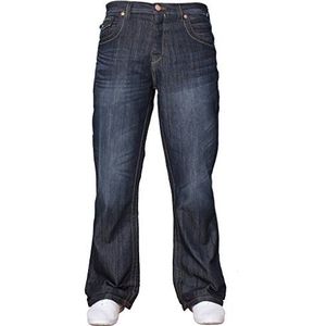 APT Heren eenvoudige blauwe bootcut wijde pijpen wijd uitlopende works vrije tijd jeans grote maten verkrijgbaar in 3 kleuren, donkere wassing, 34W / 30L